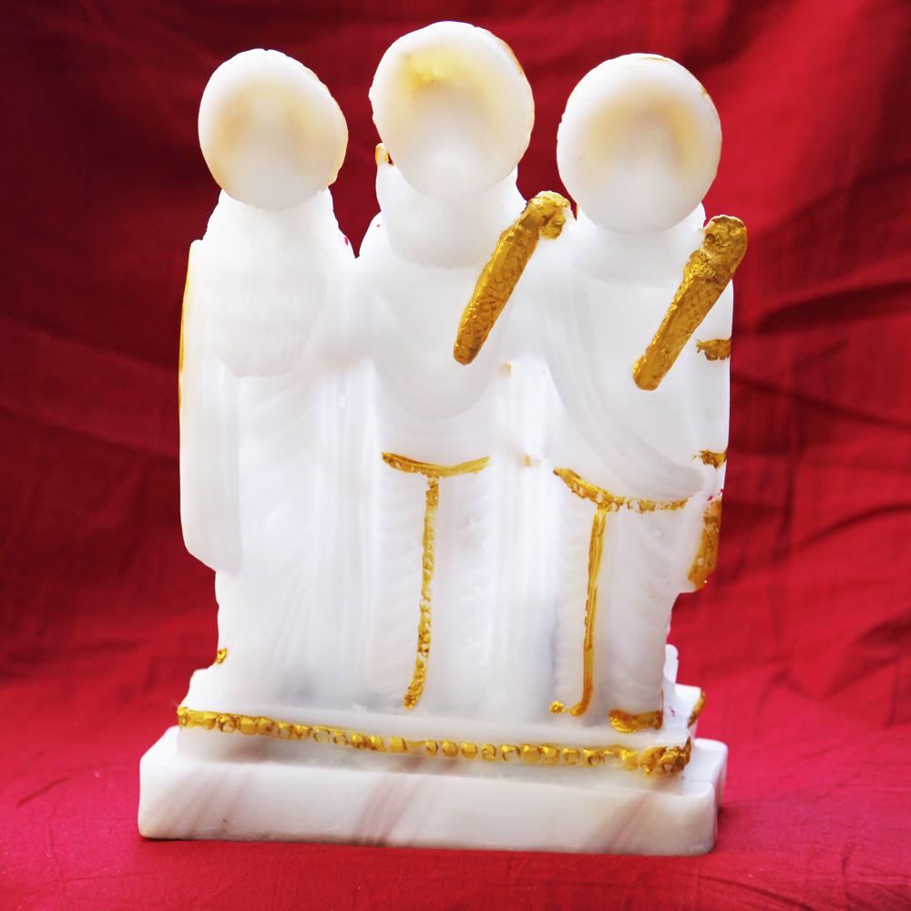 Ram Darbar Statue - 12x8x4 Inches | Handcrafted White Marble, Traditional Indian Design, Glossy Finish For Worship Spaces