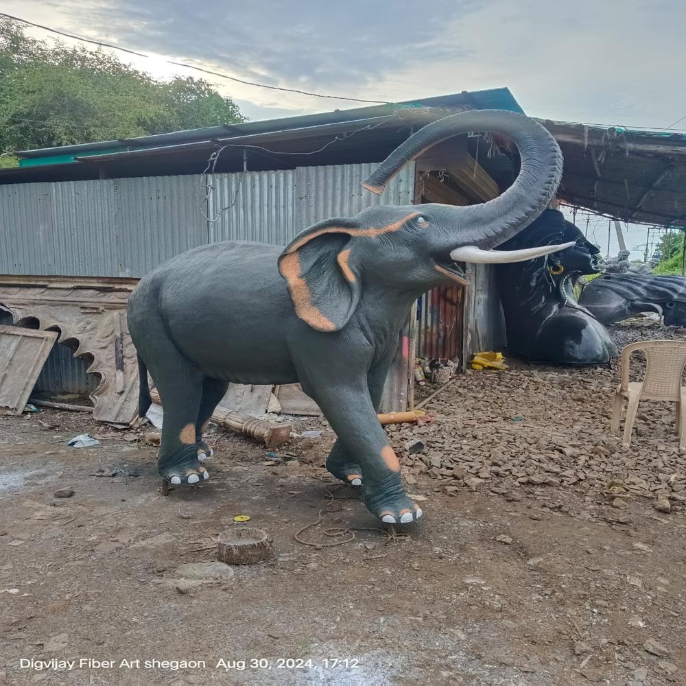 Fiber Elephant Statue - Color: Original