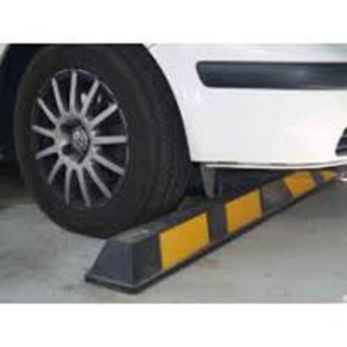 Wheel Stopper - Rubber, 600x1200x100 Mm, Black And Yellow | Manual Parking Safety, Industrial And Road Use, 3.5 Kg Weight