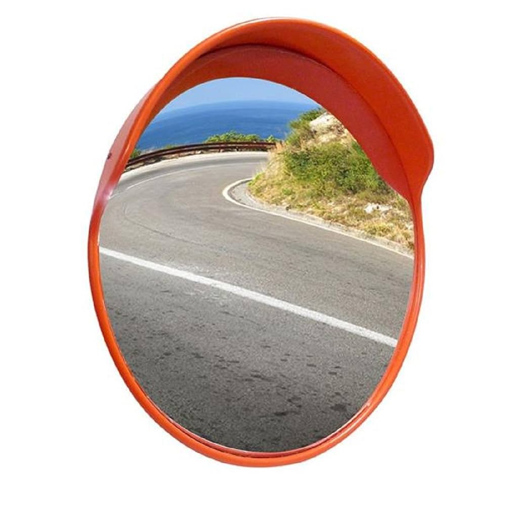 Convex Mirror - Polycarbonate 32 Inch Red | Manual Direction Sign For Parking Safety