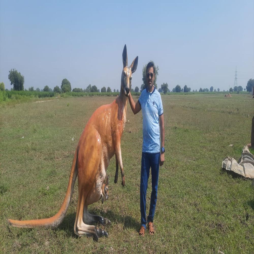 Fiber Kangaroo Statue - Color: Original