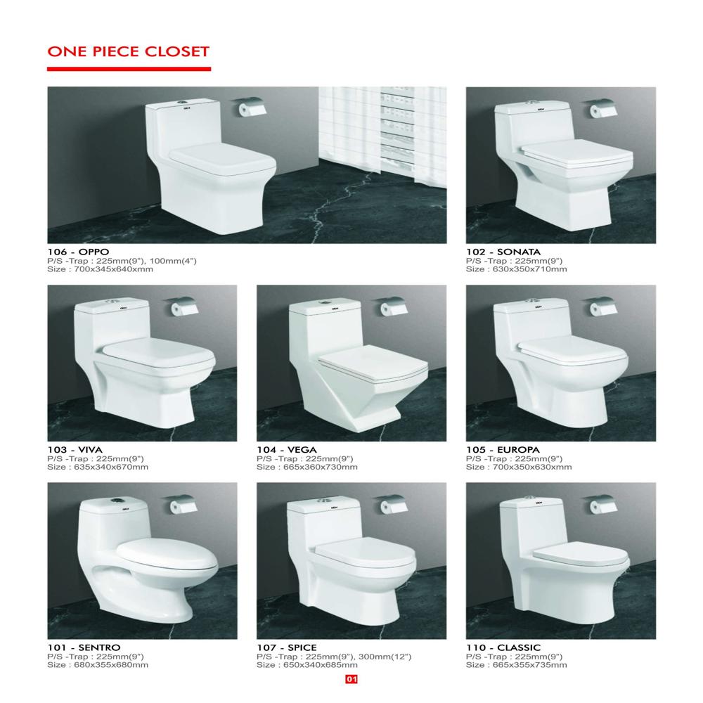 Monalisa One Piece Water Closet - Color: White