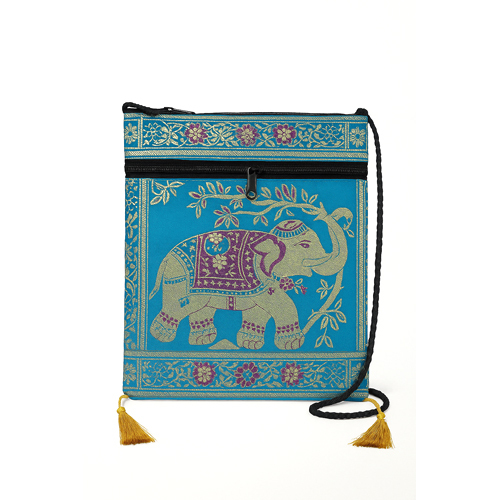 Ladies Banarasi Silk Sling Bag - Color: Blue