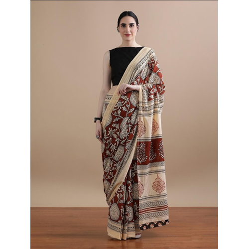 Printed Mulmul Cotton Saree - Color: Yellow