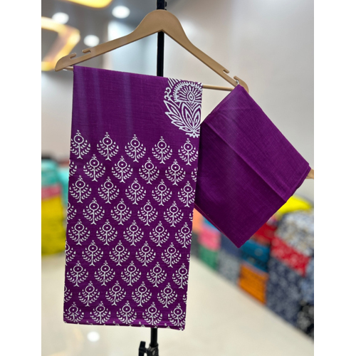 Purple Color Mulmul Cotton Saree - Gender: Female