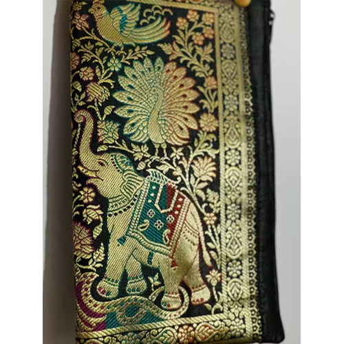 Black Banarasi Pouch - Design: As Per Requirment