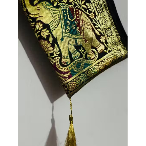 Black Banarasi Pouch - Design: As Per Requirment