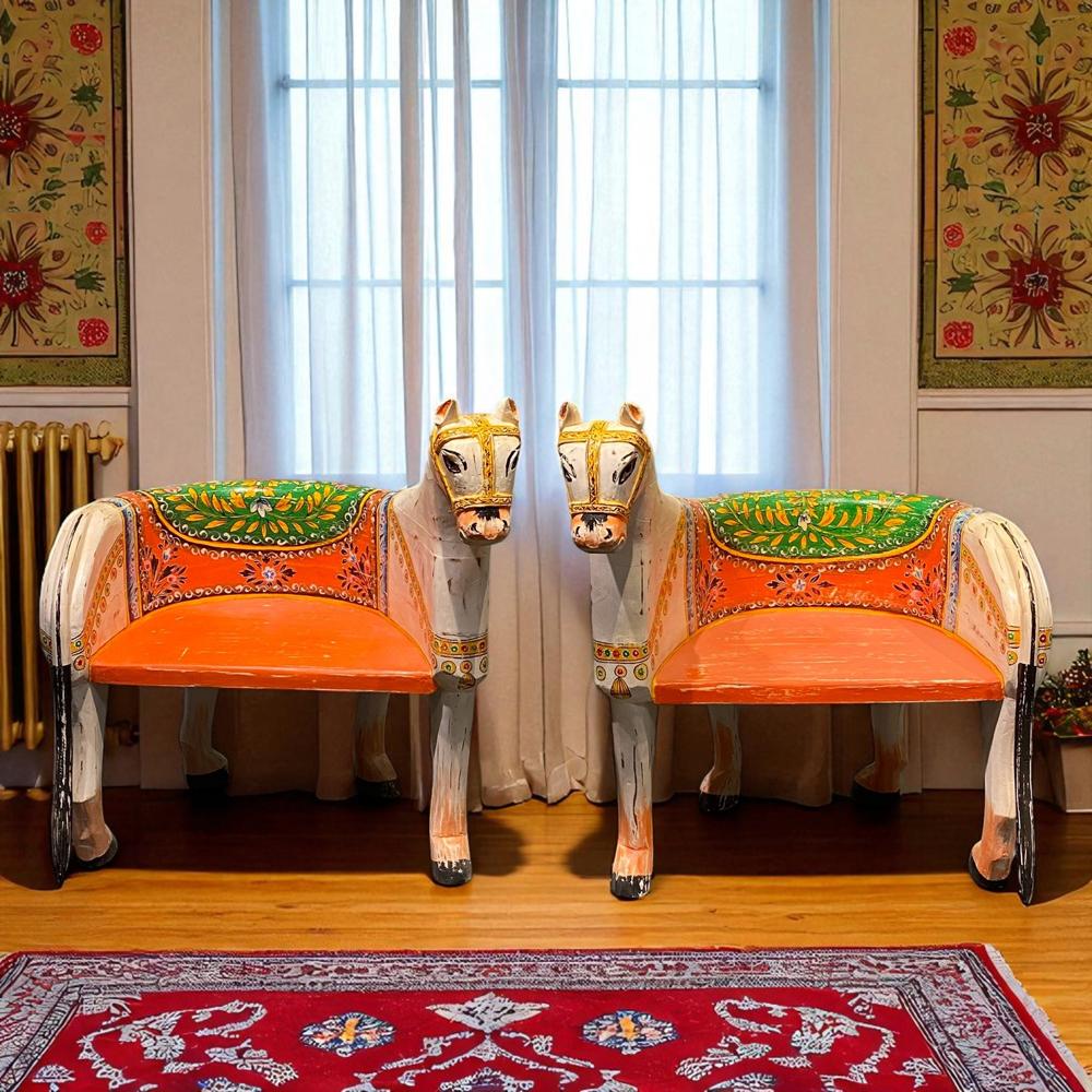 Antique Painted Horse Chair - Artwork: Crafted