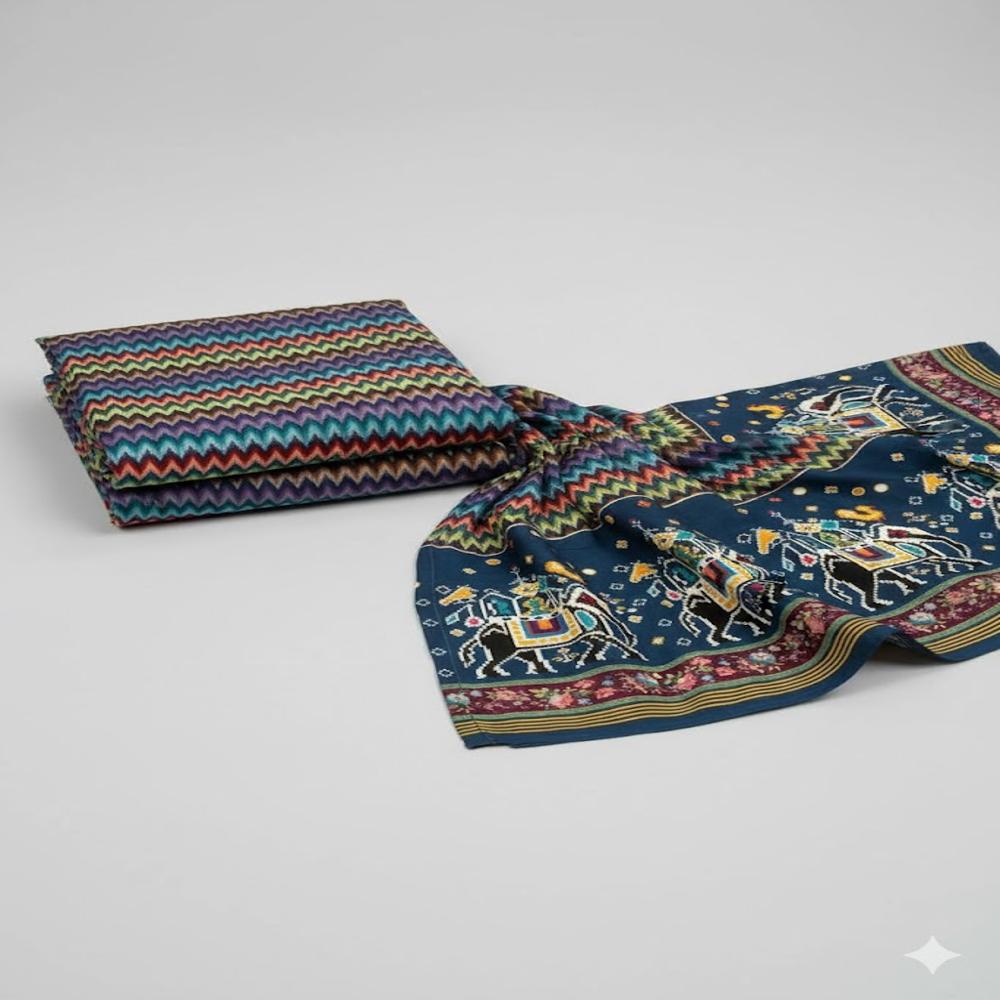 Jacquard Ikat Pattern Fabric ,designer Fabric - Application: Garment Making