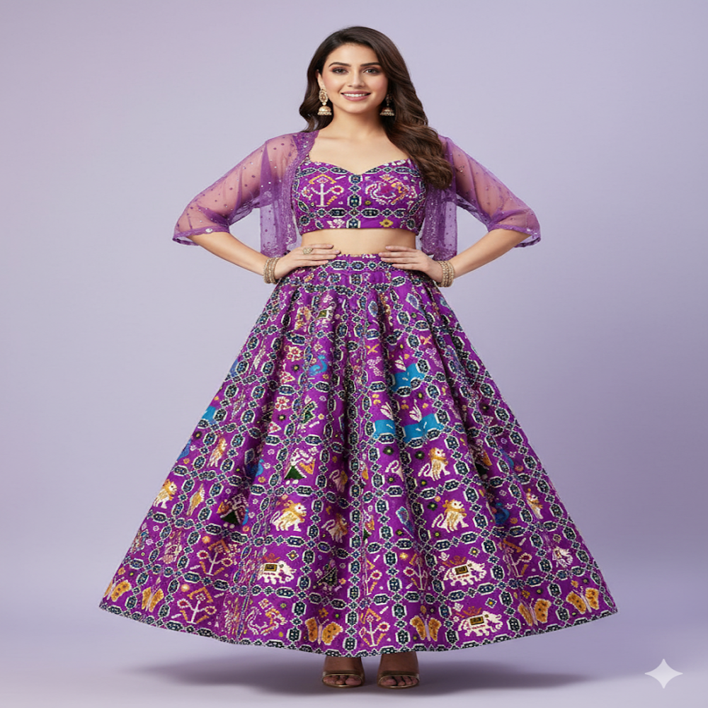 Patola Style print purple fabric