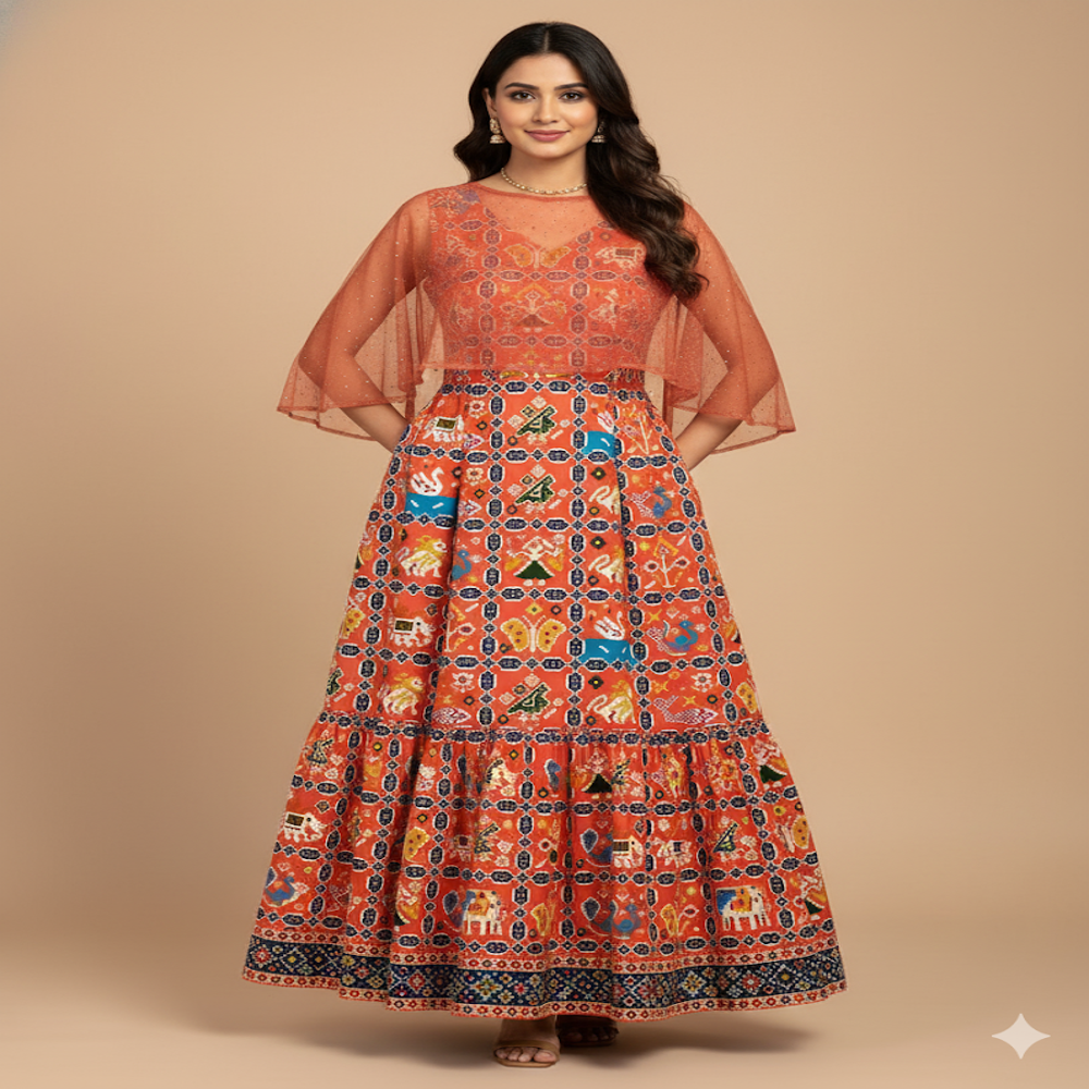 Patola Style print purple fabric