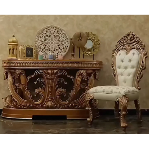 Entryway Luxury Console Table With Mirror - Artwork: Carving