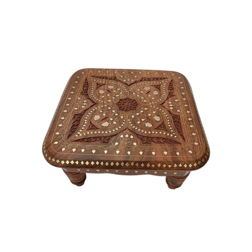 Handcrafted Solid Wooden Patla - Artwork: Carving