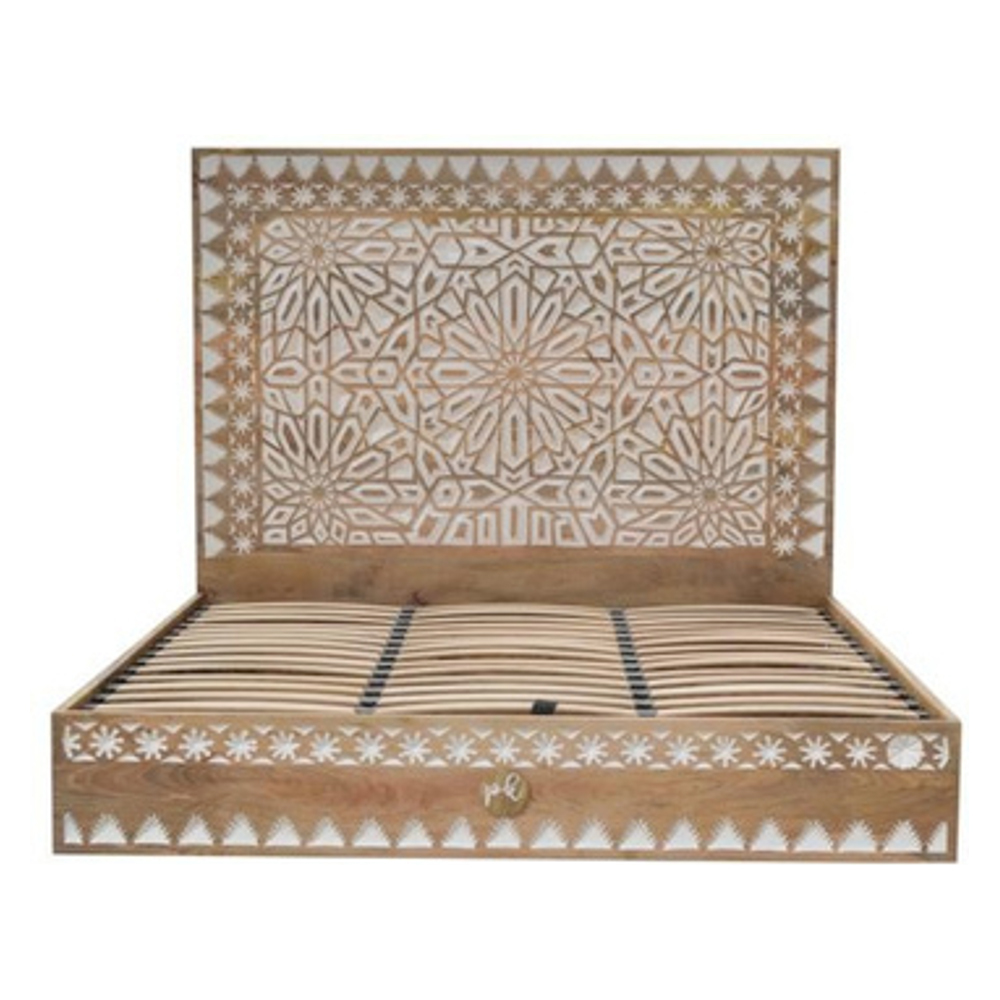 Premium Moroccan Wood Bed - Artwork: Crafted
