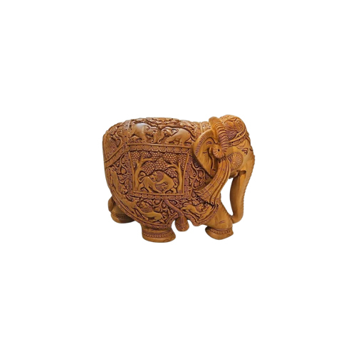 Hand Carved Wooden Elephant - Color: Brown