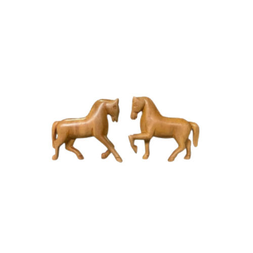 Handcrafted Wooden Horse Pair