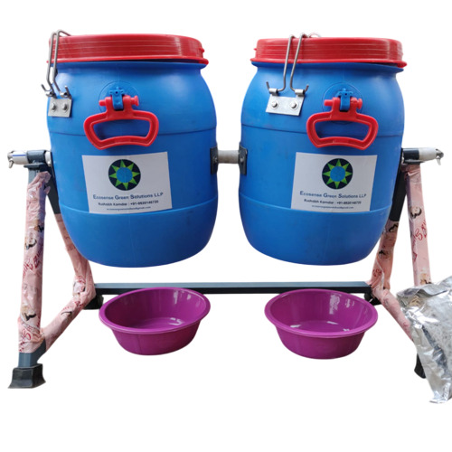 1 Kg Manual Rotating Twin Drum Composter - Color: Blue