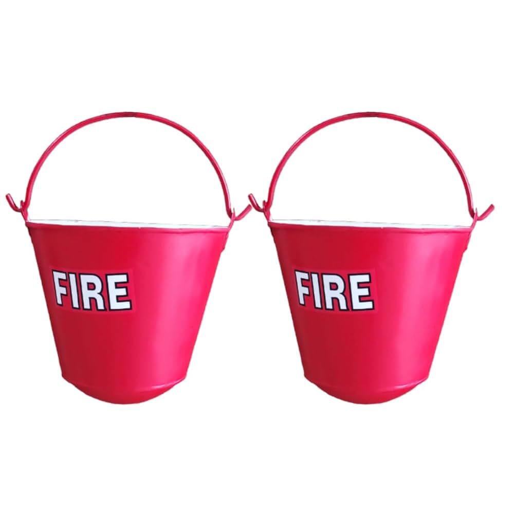 Fire Bucket - High-Grade Iron, Flexible Ring Handle, Classic Red Color | Durable Fire Safety Solution for Industrial Use, Reusable