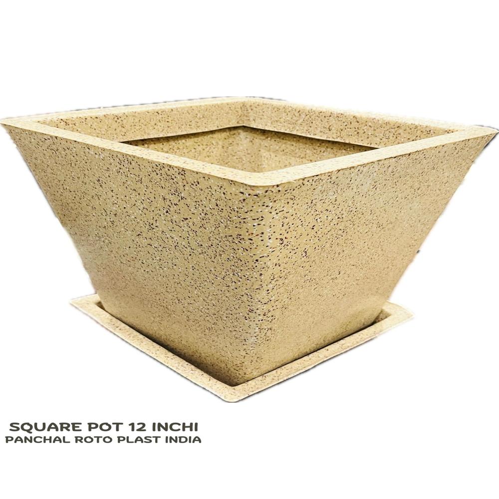 Square type roto flower pots with drainage plate 12 inchi