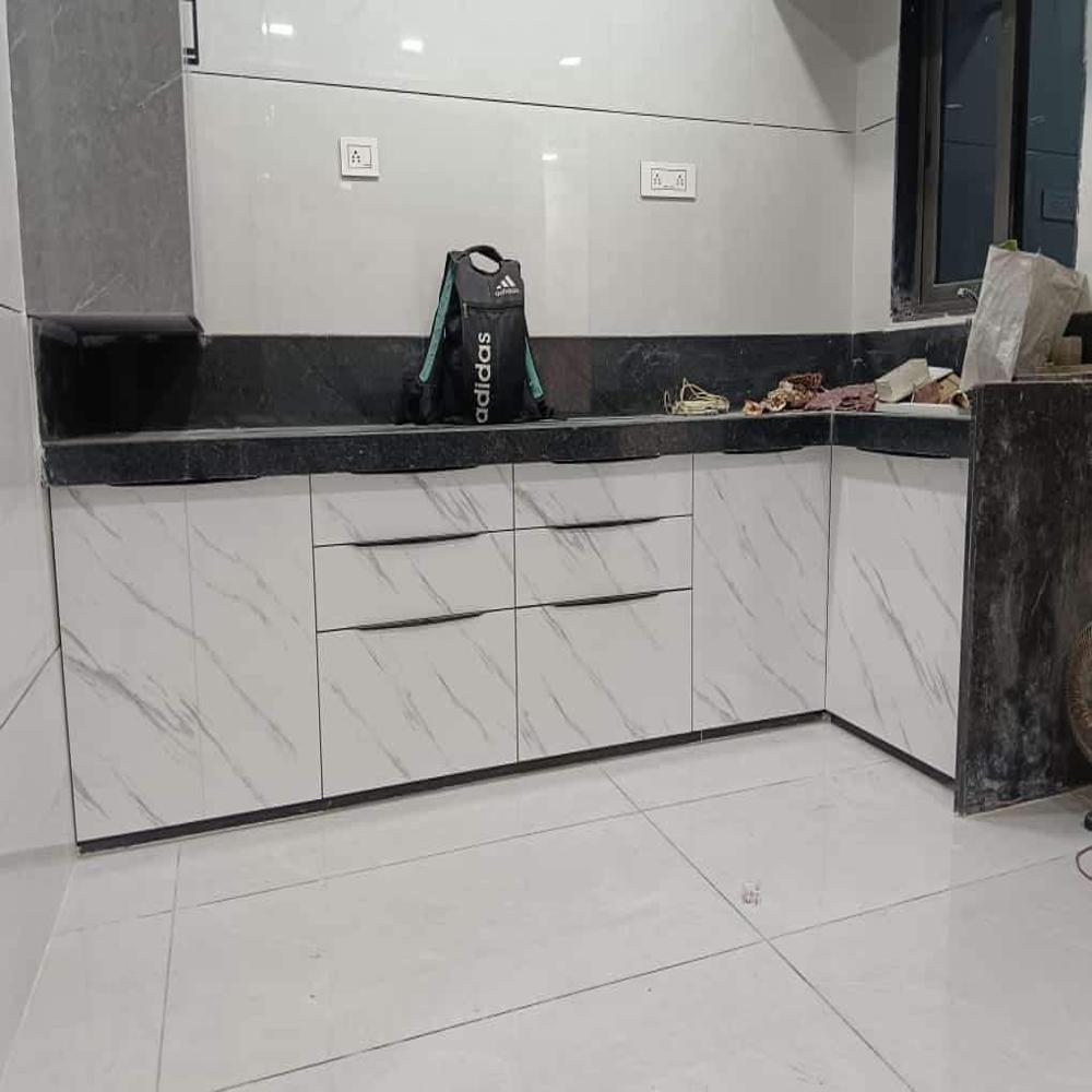 L Shape Modern Pvc Kitchen Cabinet - Color: As Per Availability