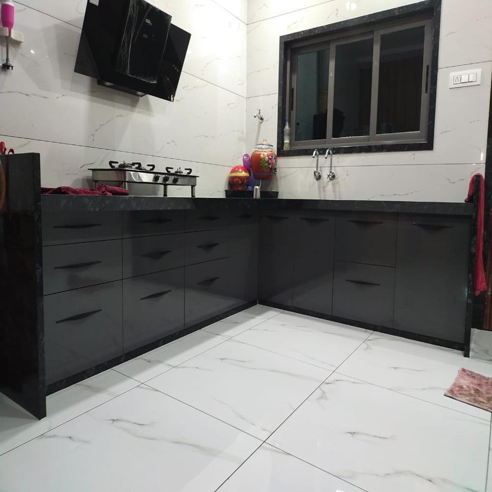 L Shape Modern Pvc Kitchen Cabinet - Color: As Per Availability