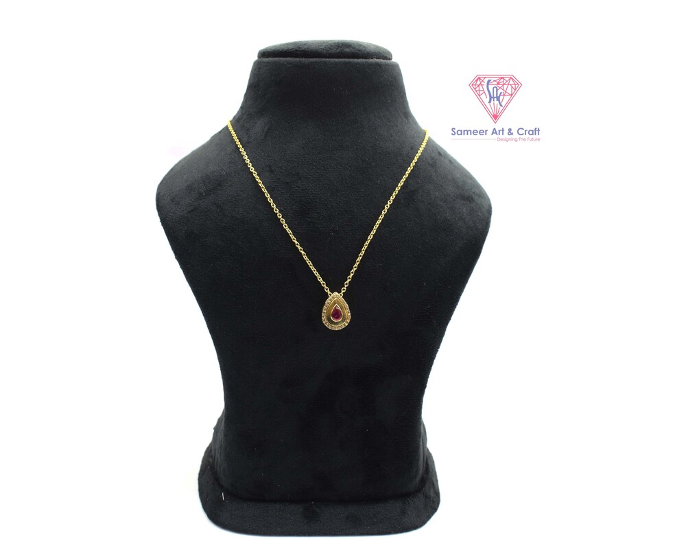 18k Gold Plated  Swarovski with Brass In Drop Shape Handmade Pendant