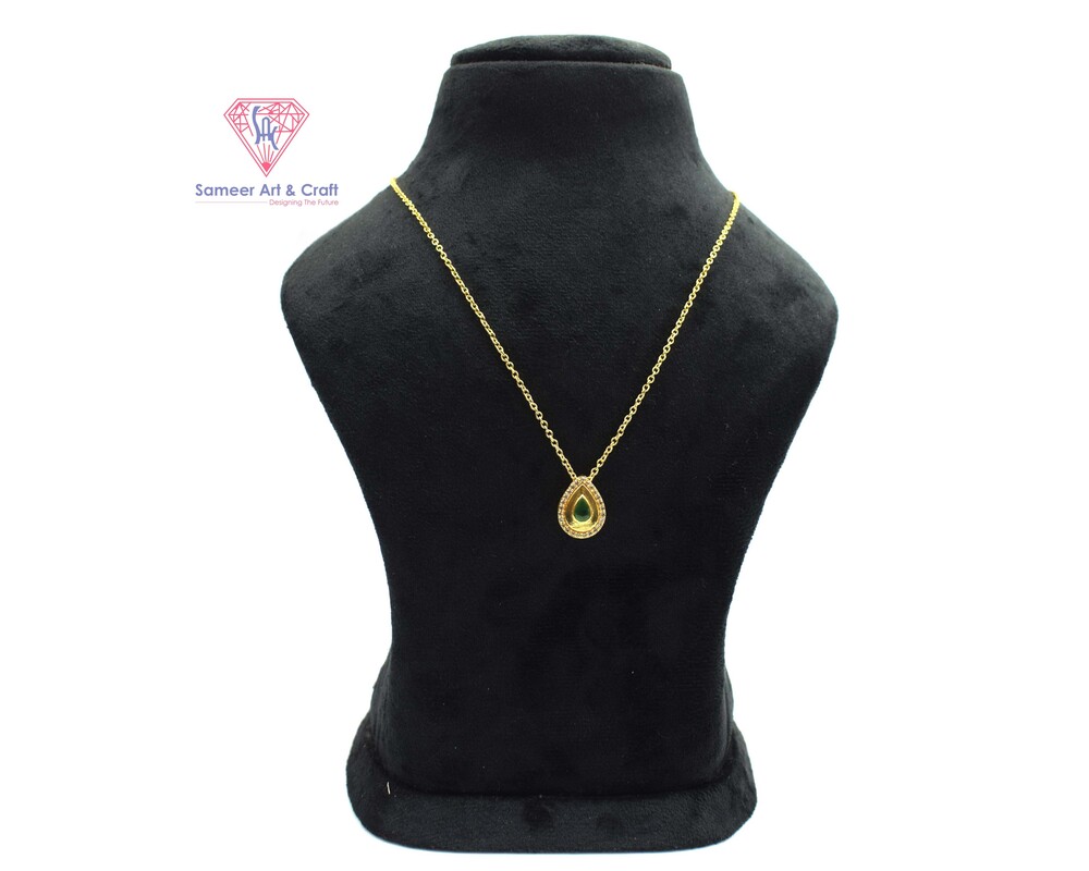 18k Gold Plated  Swarovski with Brass In Drop Shape Handmade Pendant