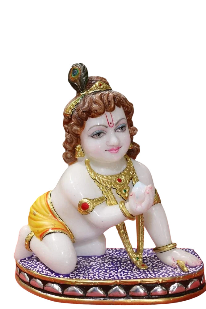 Marble Bal Gopal Statue - Color: Multicolor