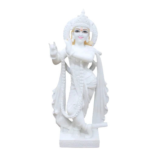 Marble God Krishna Statue - Color: White