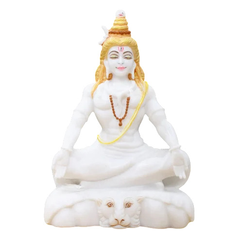 Marble God Shiva Statue - Color: Multicolor