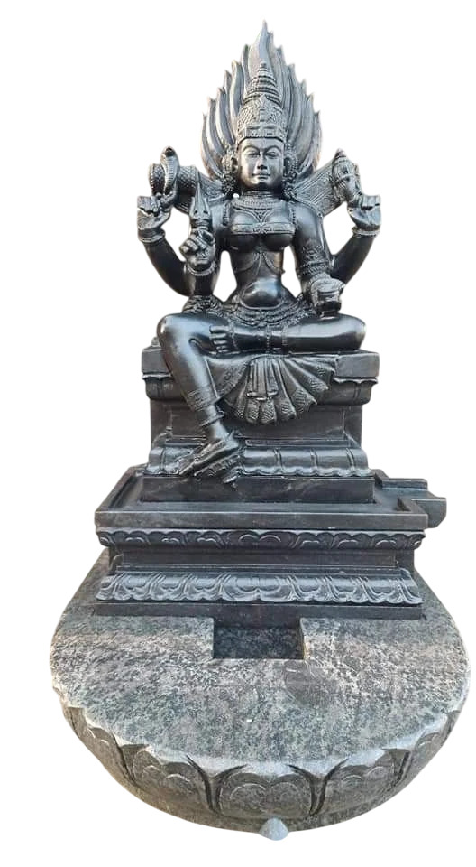 Nag Devta Marble Statue - Color: Black