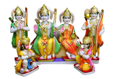 Ram Darbar Marble Statue With Bharat And Shatrughan - Color: Multicolor