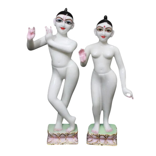 White Marble Iskcon Radha Krishna Statue - Design Type: Handcrafts