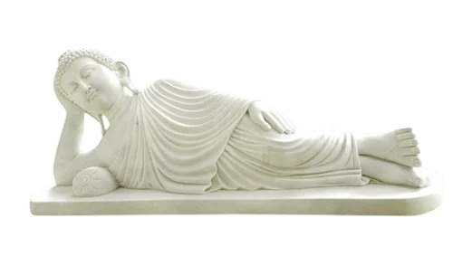White Marble Sleeping Buddha Statue - Design Type: Handcrafts