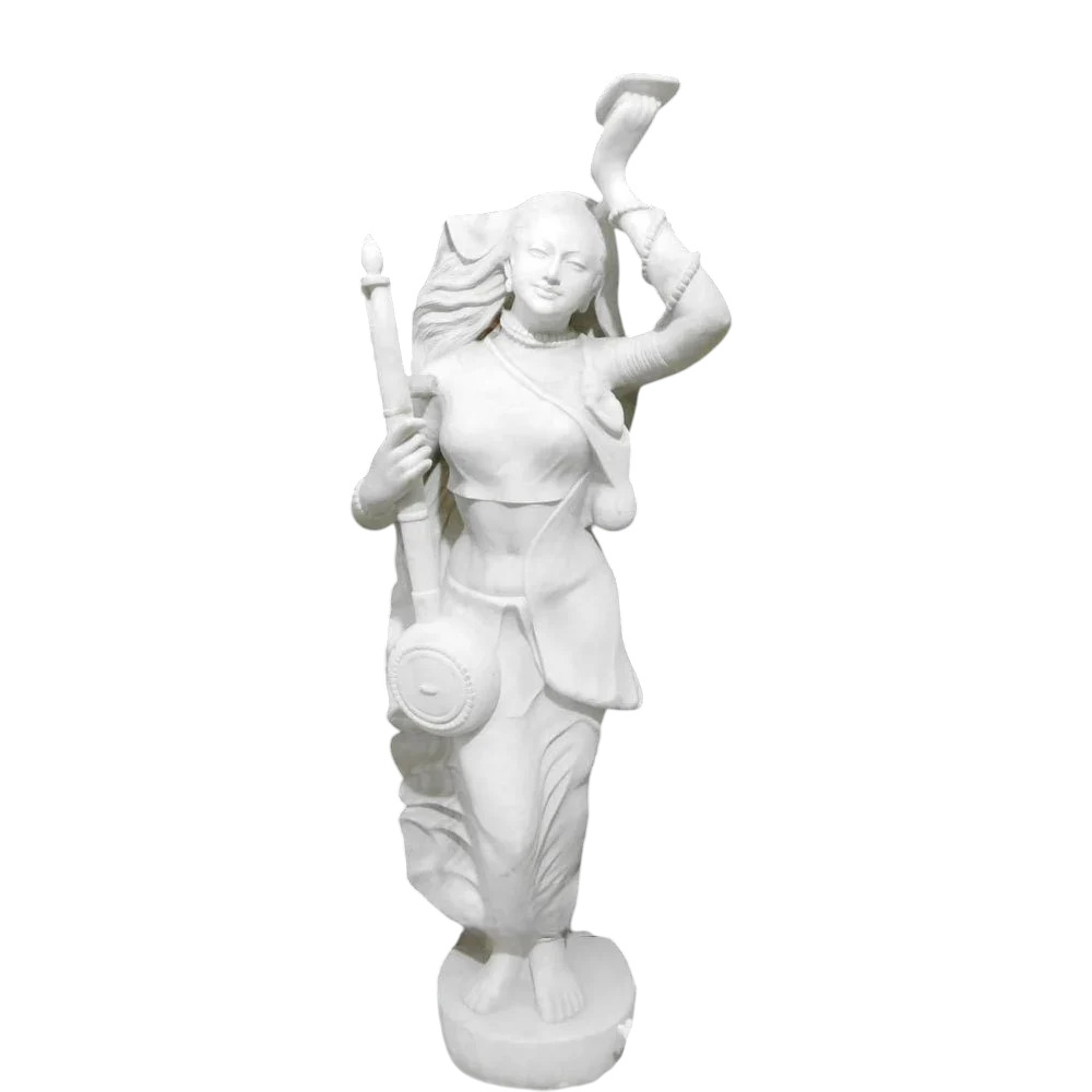 White Marble Standing Meera Bai Statue - Feature: Washable