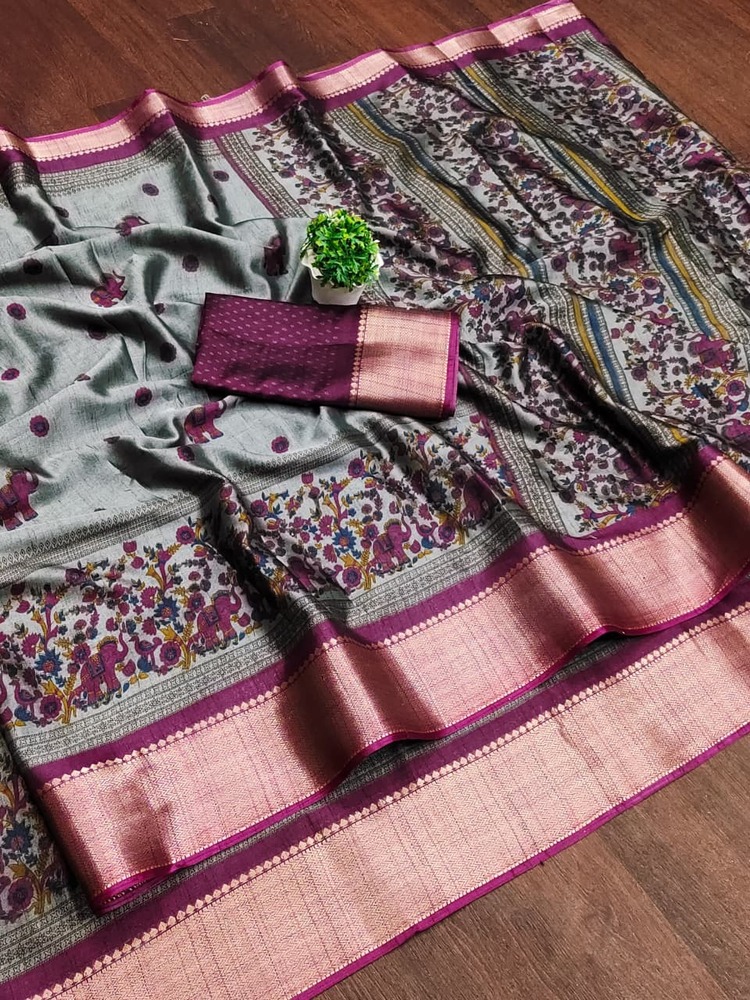 Soft Dola Silk Saree - Bust Size: 44 Inch (In)