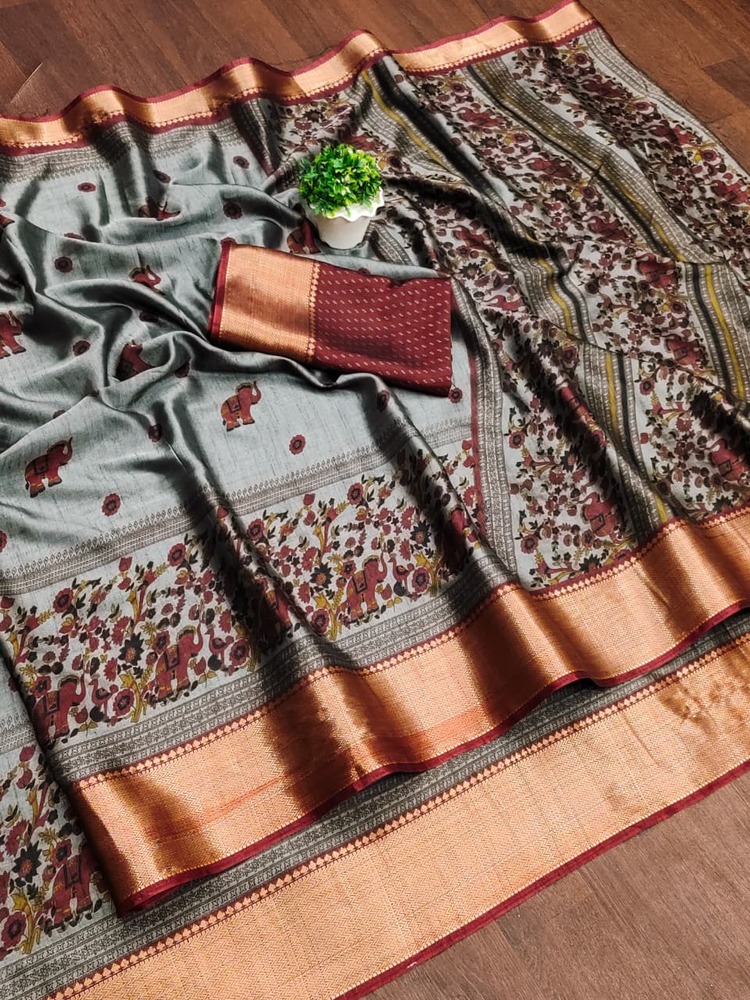 Soft Dola Silk Saree - Bust Size: 44 Inch (In)