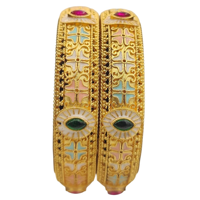 D No 1323 Designer Bangles - Color: Golden
