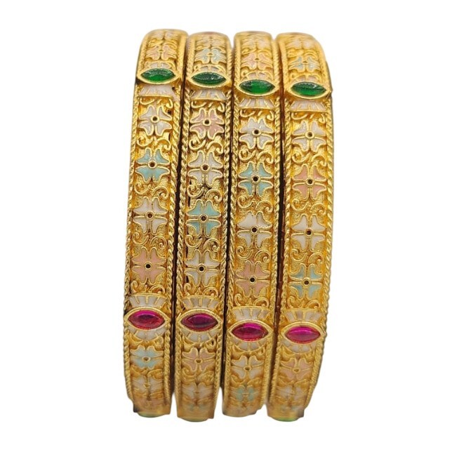D No 1324 Designer Bangles - Color: Golden