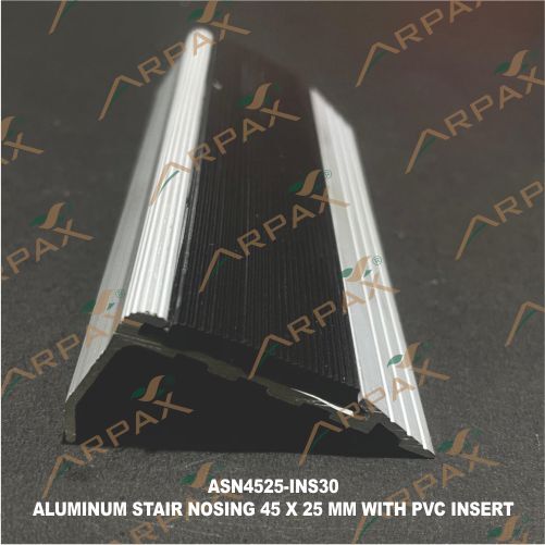 ASN4525-INS30 Aluminium Stair Noising 45 x25mm With PVC Insert