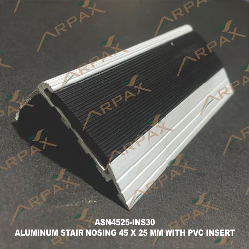 ASN4525-INS30 Aluminium Stair Noising 45 x25mm With PVC Insert