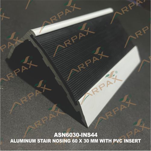 ASN6030-INS44 60 x 30mm Aluminium Stair Noising With PVC Insert