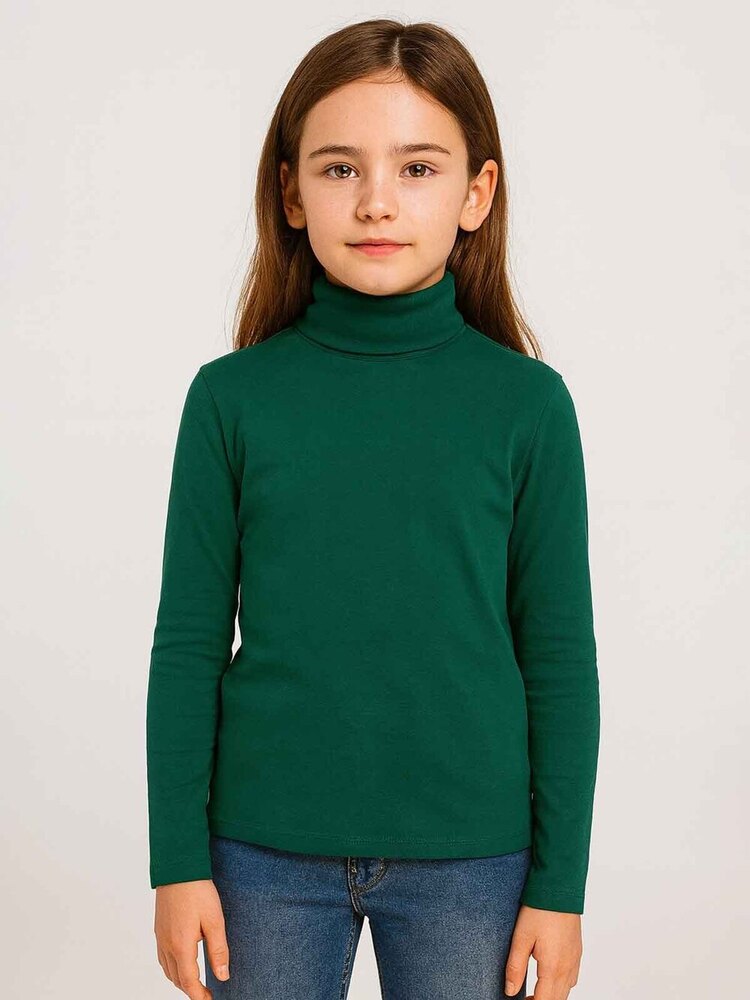 Girls Turtle Neck Green Top