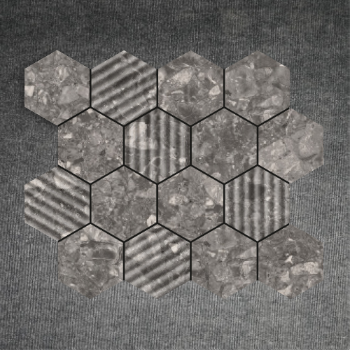 Anthracite Hex Nexa Tiles - Color: Grays