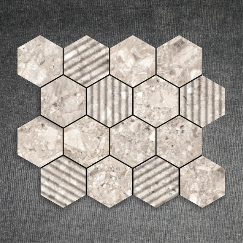 Ivory Hex Nexa Tiles - Color: Grays
