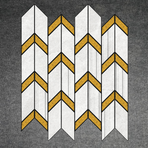 Bianco Chevron Quarry Tiles - Color: Gold