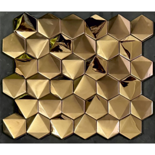 Rose Gold Hexa Inlay Mosaic Series Tiles - Feature: Acid-Resistant