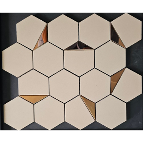 Grano Half Rose Gold Vitrified Mosaic Tiles - Color: Grays