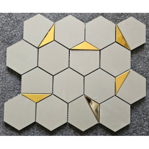 Grigio Half Gold Mosaic Tiles