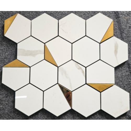 Noor Statuario Half Gold Mosaic Tiles